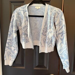 La Hearts Light Blue and White Swirl Cardigan